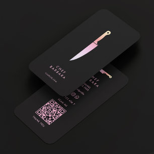 Carte De Visite Traiteur esthétique Baker Pâtisserie Couteau rose 