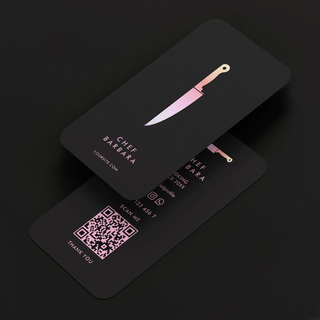 Carte De Visite Traiteur esthétique Baker Pâtisserie Couteau rose  (Créateur téléchargé)
