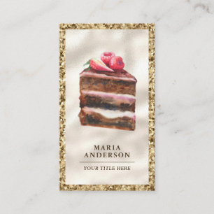 Carte De Visite Tranches de gâteau au chocolat et aux fraises Pâti