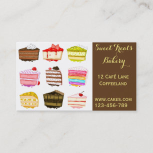 Carte De Visite Tranches mignonnes de gâteau de gâteau de
