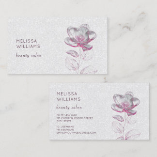 Carte De Visite Tranparent Pink Shiny Metallic Flower
