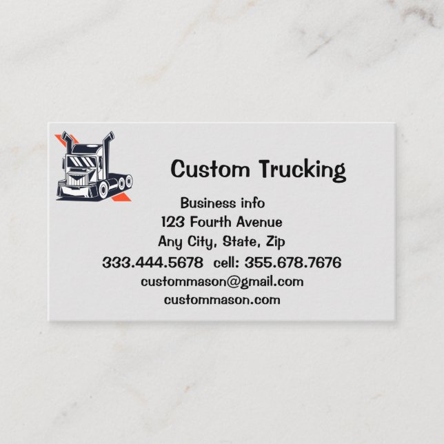 Carte De Visite Transport de camionnettes sur mesure (Devant)