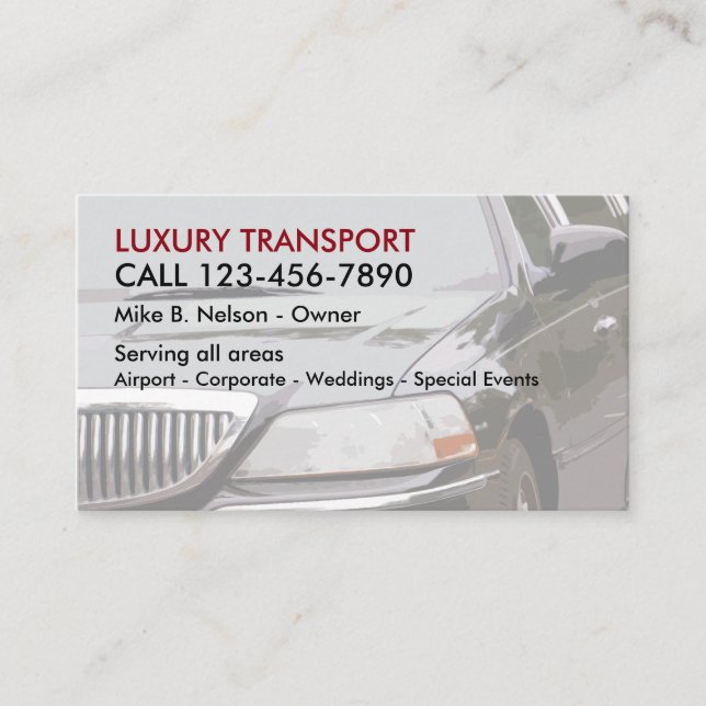 Carte De Visite Transport de luxe (Devant)
