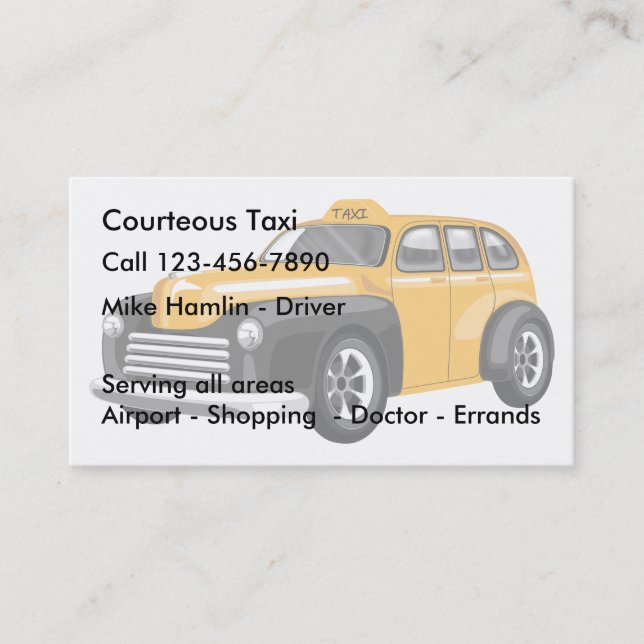 Carte De Visite Transport de taxi (Devant)