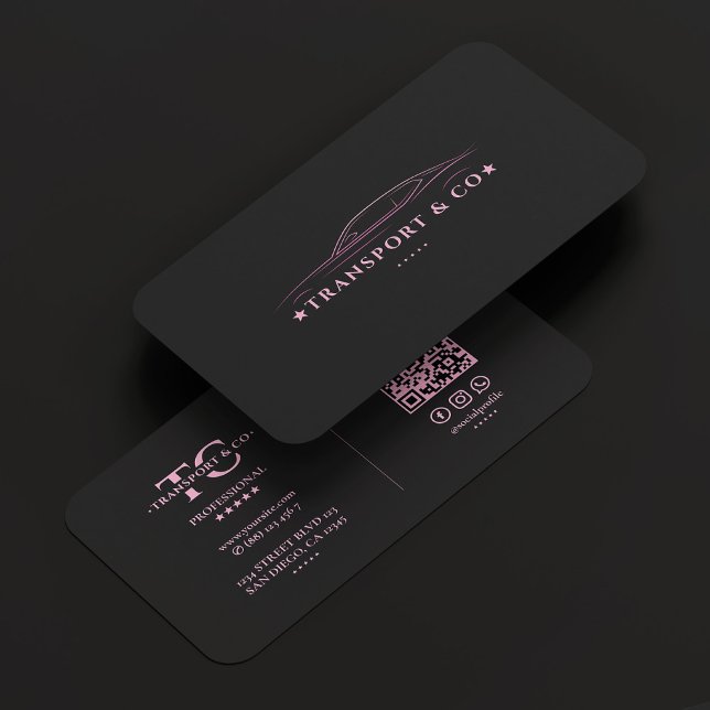 Carte De Visite Transport De Taxi Chauffeur Voiture Chauffeur Rose (Cab Transport Taxi Driver Car Chauffeur Black Pink Business Card
)