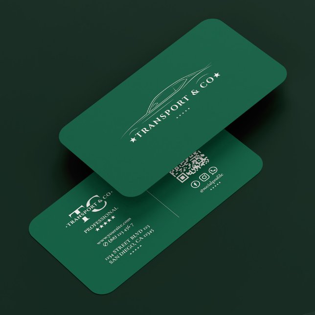 Carte De Visite Transport De Voiture Minimale Chasseur De Chauffeu (Minimal Car Transport Taxi Driver Hunter Green Business Card
)