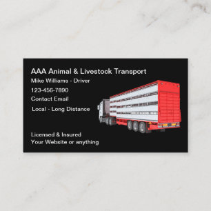 Carte De Visite Transport Des Animaux Et Du Bétail