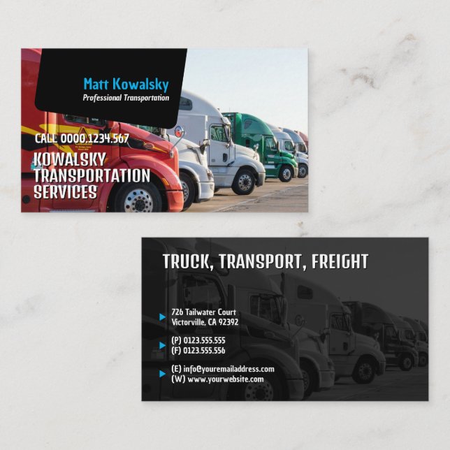 Carte De Visite Transport et logistique | Camion (Devant / Derrière)