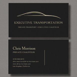 Carte De Visite Transport Exécutif Moderne Noir & Or
