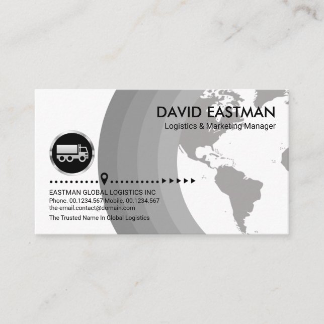 Carte De Visite Transport logistique simple Gray Globe Layers (Devant)