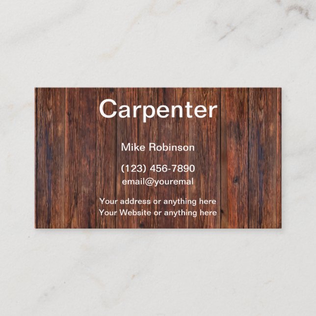 Carte De Visite Travail du bois de charpentier (Devant)
