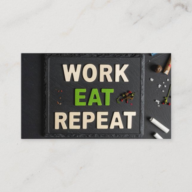 Carte De Visite Travail manger répéter (Devant)