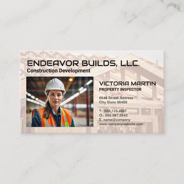 Carte De Visite Travailleur de construction dans l'entrepôt (Devant)