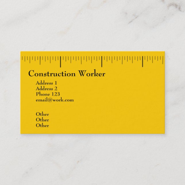 Carte De Visite Travailleur de la construction (Devant)