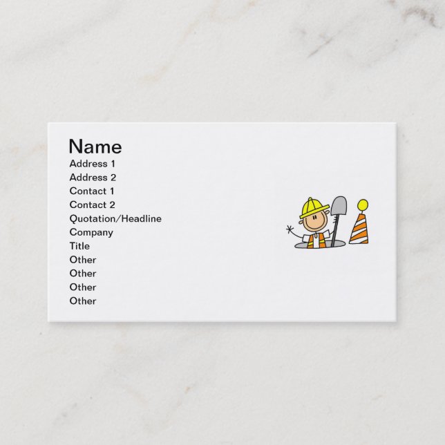 Carte De Visite Travailleur de la construction en T-shirts et (Devant)