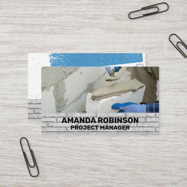 Carte De Visite Travailleur manuel | Mortier | Mur de brique (Devant/Arrière en situation)