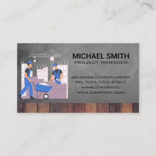 Carte De Visite Travailleurs de la construction en col bleu sur le