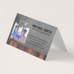 Carte De Visite Travailleurs de la construction en col bleu sur le