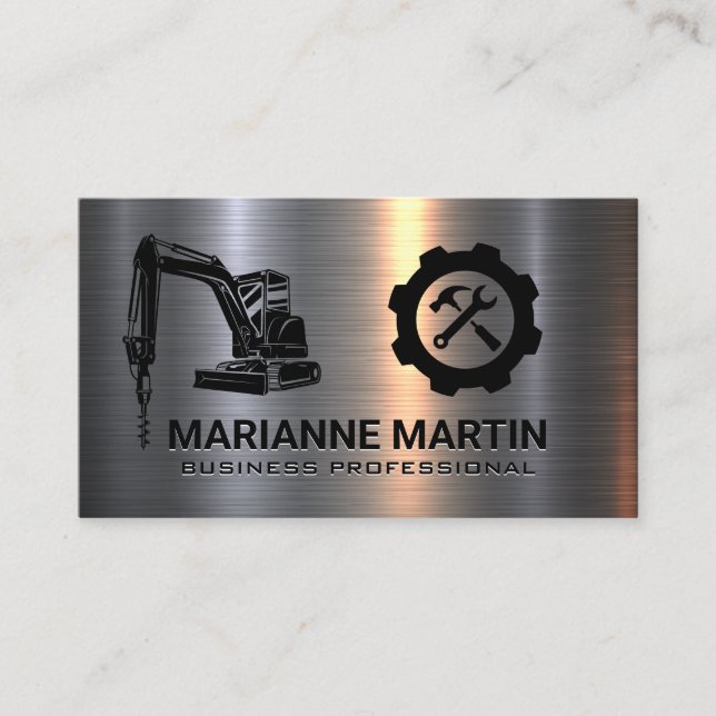 Carte De Visite Travaux de construction | Métal brossé | Construct (Devant)