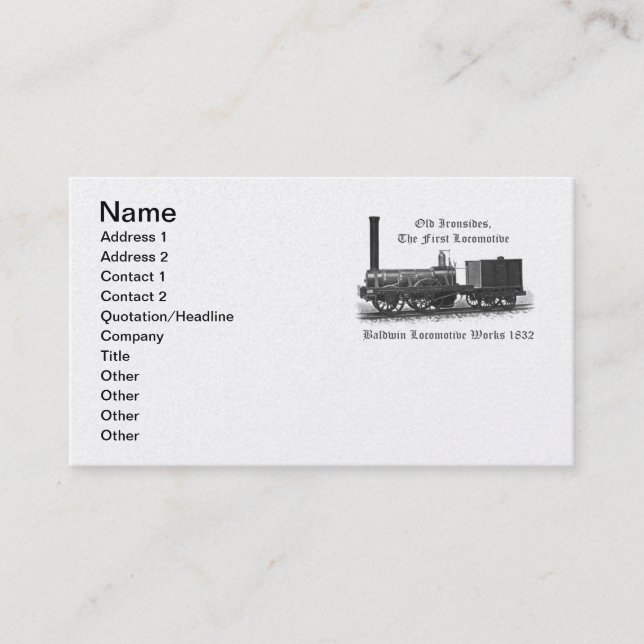 Carte De Visite Travaux locomotifs de Baldwin, vieil Ironsides (Devant)