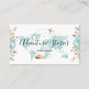 Carte De Visite Travel Agency Travel Blog Blue World Map Cruise