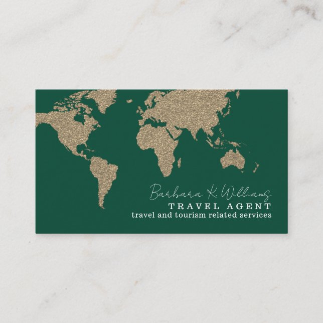 Carte De Visite Travel Agent Oversized Map Green (Devant)
