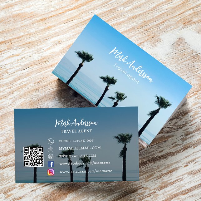 Carte De Visite Travel agent vacation tourisme photo business card (Créateur téléchargé)