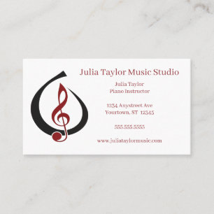 Carte De Visite Treble Clef dans Open Teardrop Music Teacher