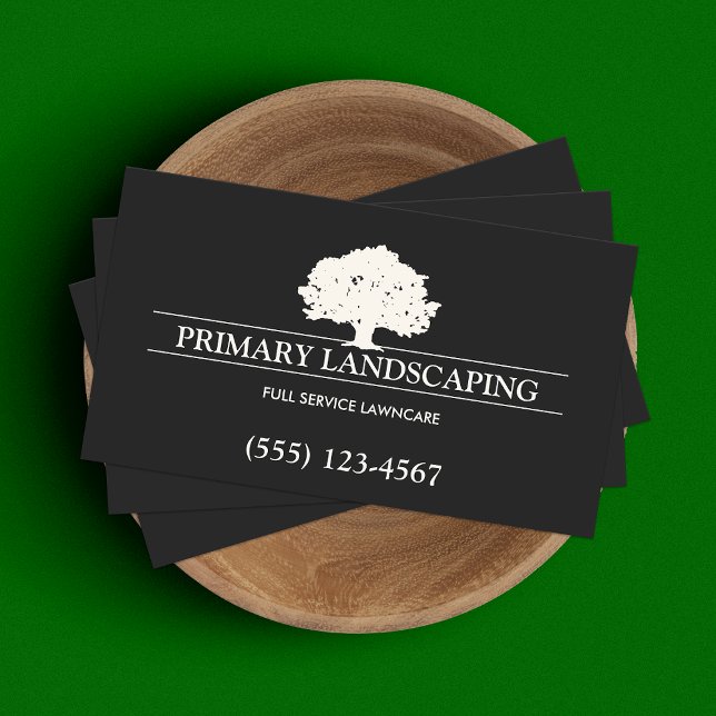 Carte De Visite Tree Service and Lawn Care Landscaper Black (Créateur téléchargé)