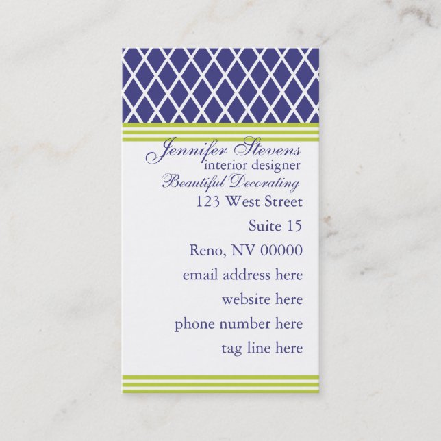 Carte De Visite treillis Preppy Navy (Devant)