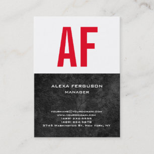 Carte De Visite Trend unique clair simple noir blanc rouge monogra