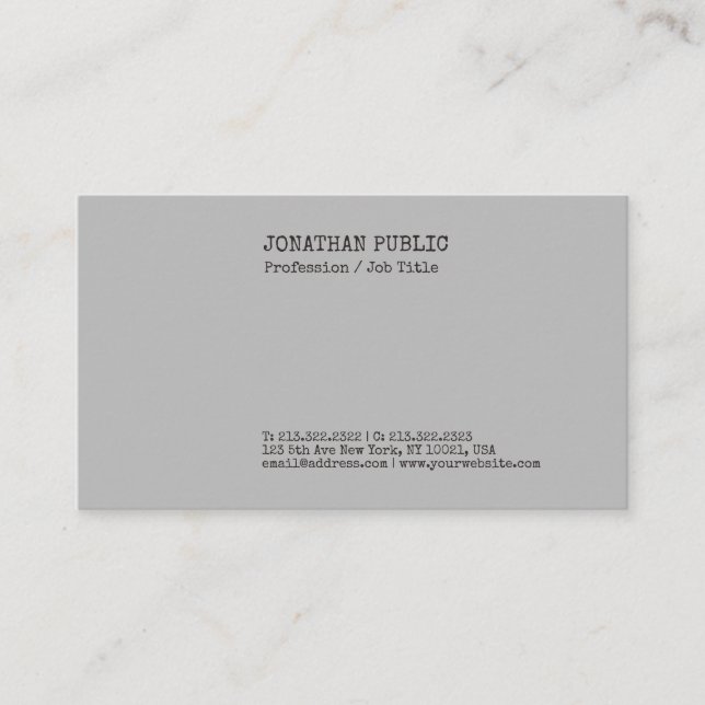 Carte De Visite Trending Elegant Créatif Nostalgie Grey Plain (Devant)