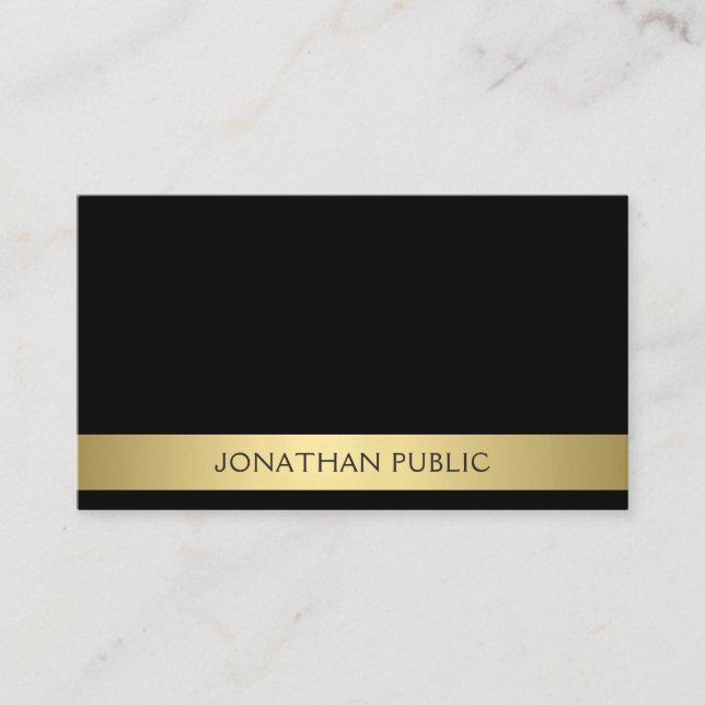 Carte De Visite Trending Modern Professionnel Élégant Black Gold (Devant)