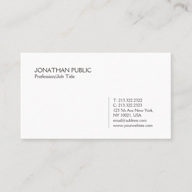 Carte De Visite Trending Moderne Design Design Blanc Simple Simple (Devant)