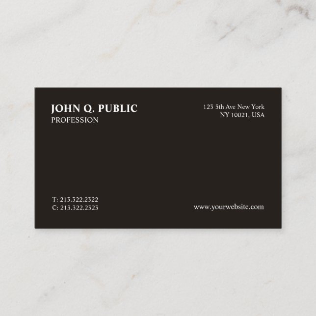 Carte De Visite Trending Moderne Professionnel Noir Blanc Sleek (Devant)