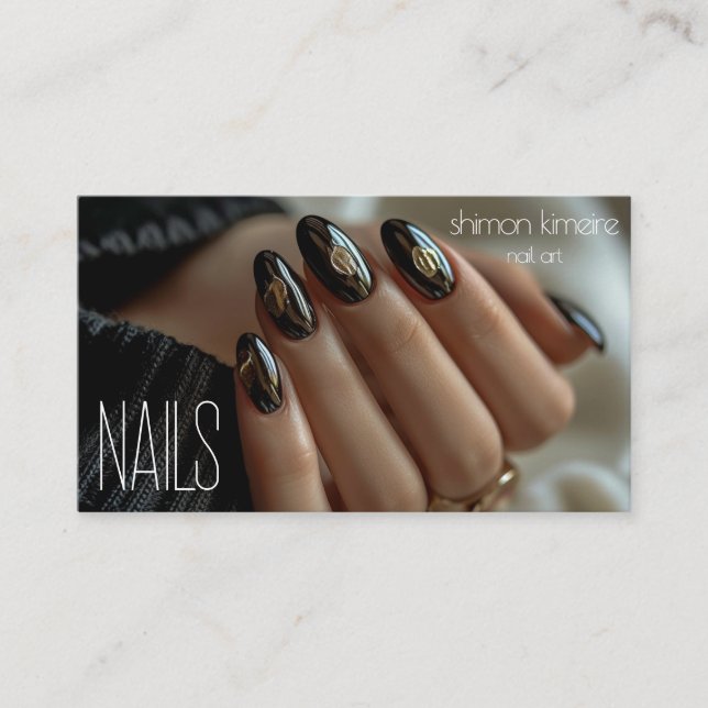 Carte De Visite Trending Nail Art Molten Gold (Devant)