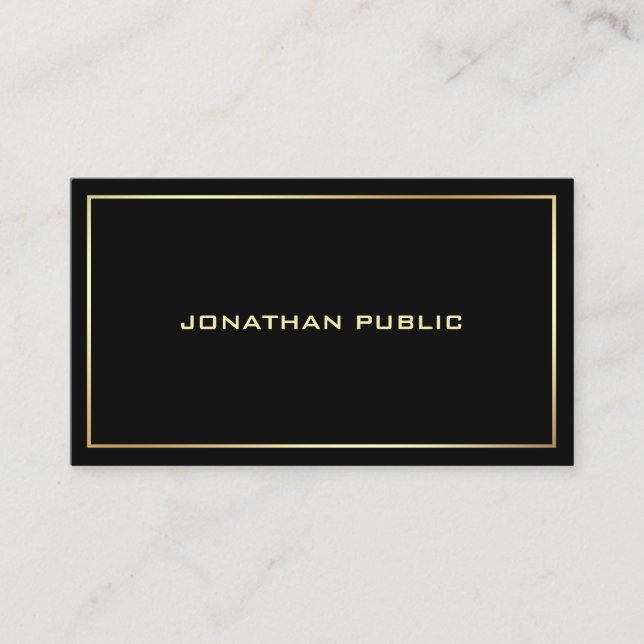 Carte De Visite Trendy Black Gold Professional Moderne Élégant (Devant)