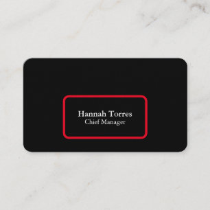 Carte De Visite Trendy Black & Red Plain Créatif Moderne