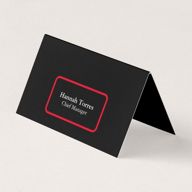 Carte De Visite Trendy Black & Red Plain Créatif Moderne (Devant)