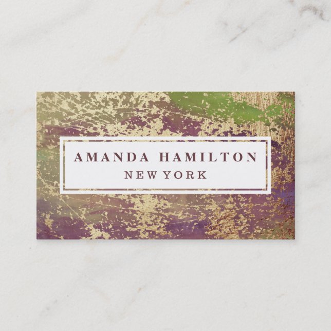 Carte De Visite Trendy Chic Gilded Blush Green Purple Gold (Devant)