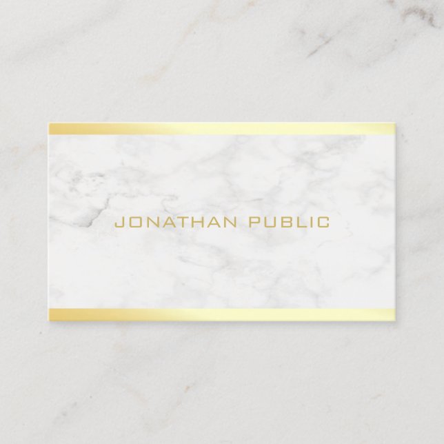 Carte De Visite Trendy Chic Gold Nom du texte Marble Modèle Modern (Devant)
