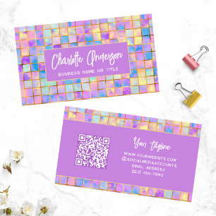 Carte De Visite Trendy Colorful Modern Tiles QR Code Nom Abstrait