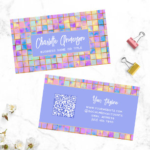 Carte De Visite Trendy Colorful Modern Tiles QR Code Nom Abstrait