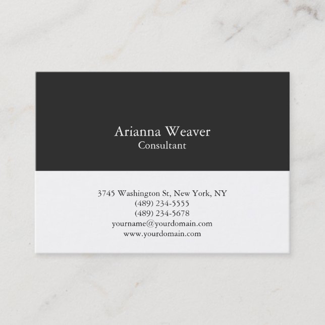 Carte De Visite Trendy élégant professionnel simple gris blanc (Devant)