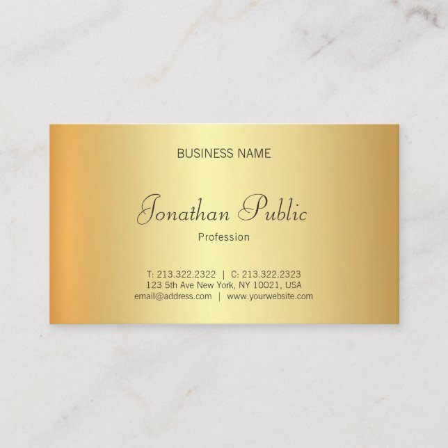 Carte De Visite Trendy glamour or look professionnel élégant (Devant)