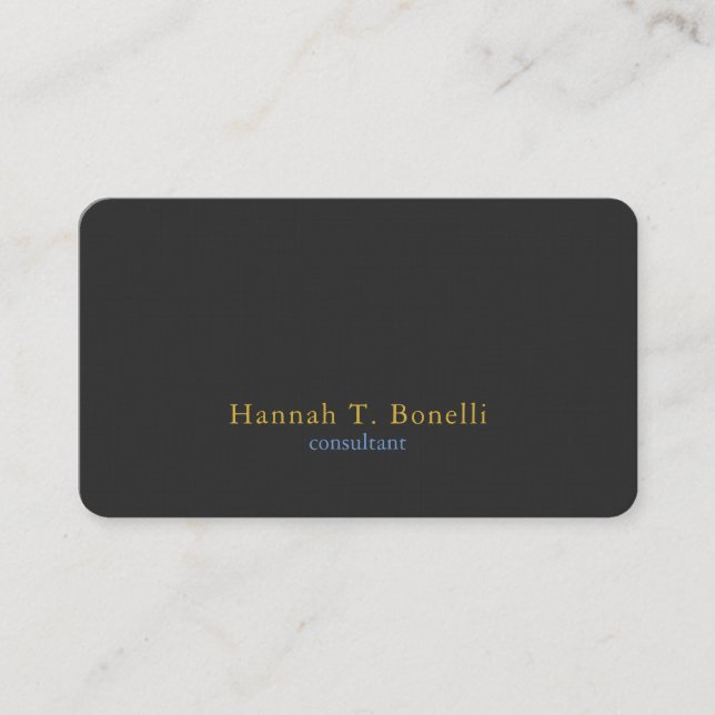 Carte De Visite Trendy Grey Gold Blue Plaine Créative Moderne (Devant)