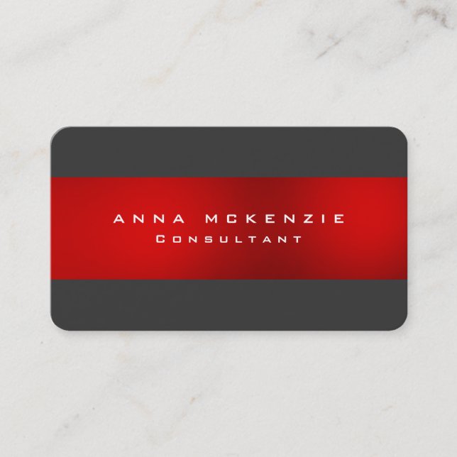Carte De Visite Trendy Grey Red Unique tendance Creative (Devant)