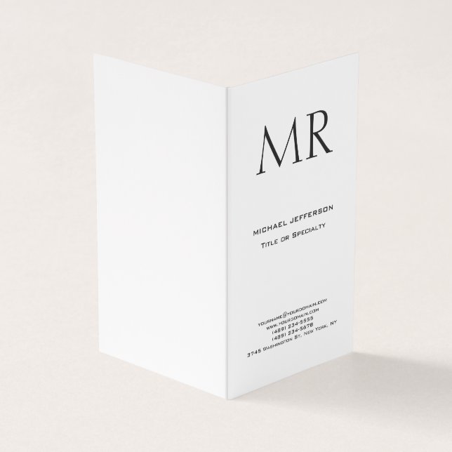 Carte De Visite Trendy Modern Monogram Plain Minimalist (Extérieur)