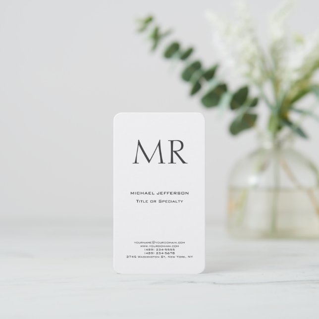 Carte De Visite Trendy Modern Monogram Plain Minimalist (Debout devant)