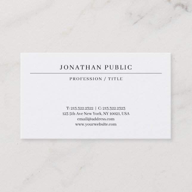 Carte De Visite Trendy Modern Simple Template Elegant Luxury (Devant)